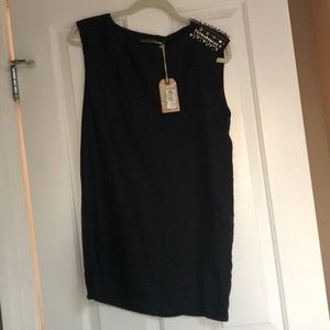 Allsaints All Saints silk black crystal tunic top
